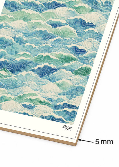Cuadro Decorativo Mural Sin Marco 5mm - Japandi, Olas Suaves Verde Agua, Saisei