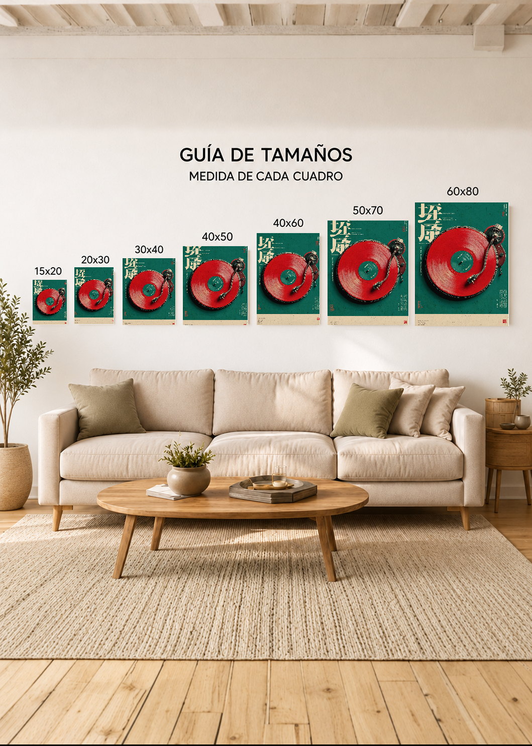 Cuadro Decorativo Mural Sin Marco 5mm - Japandi, Vinilo