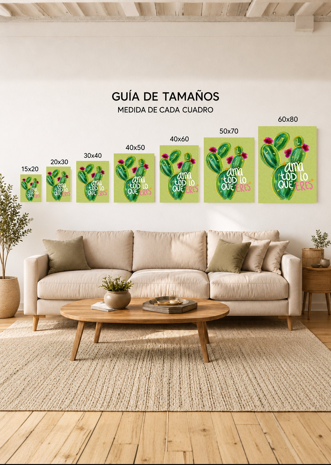 Cuadro Decorativo Mural Sin Marco 5mm - Moderno Frases Ama todo lo que ERES