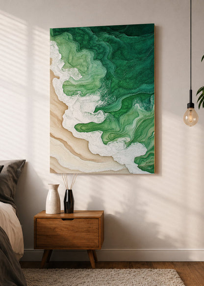 Cuadro Decorativo Mural Sin Marco 5mm - Modernos Arte Fluido Verde Blanco