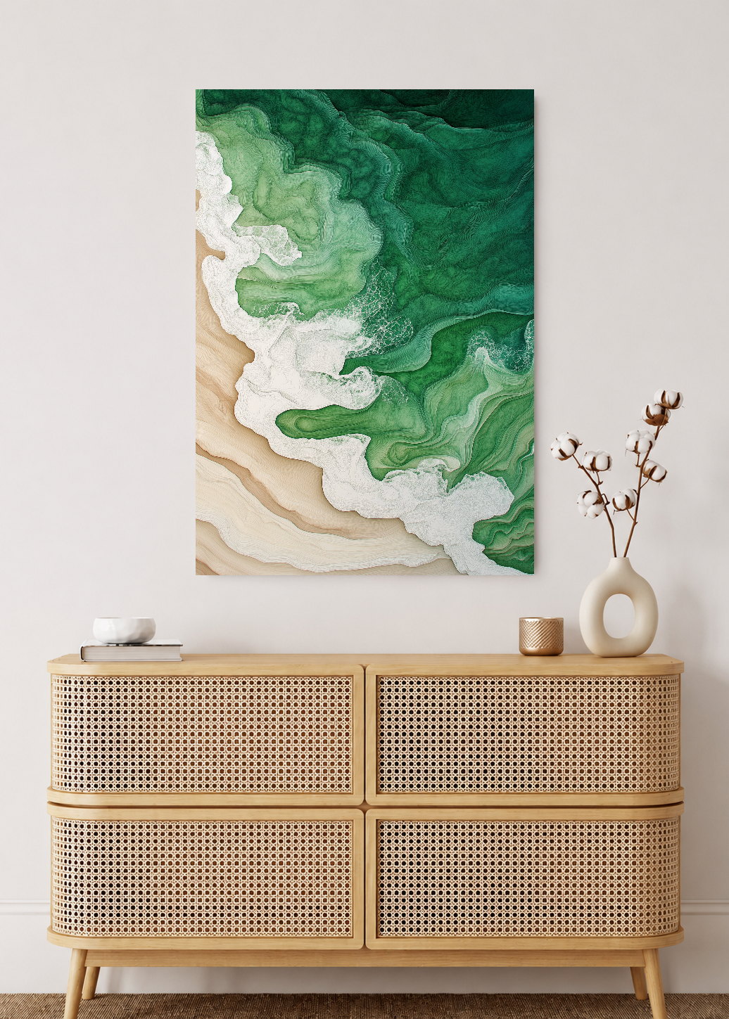 Cuadro Decorativo Mural Sin Marco 5mm - Modernos Arte Fluido Verde Blanco