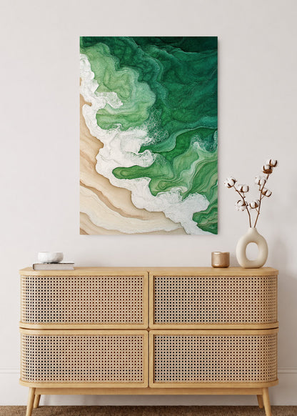 Cuadro Decorativo Mural Sin Marco 5mm - Modernos Arte Fluido Verde Blanco