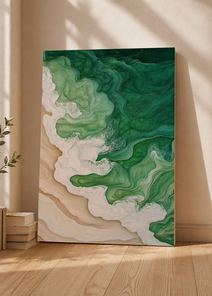 Cuadro Decorativo Mural Sin Marco 5mm - Modernos Arte Fluido Verde Blanco