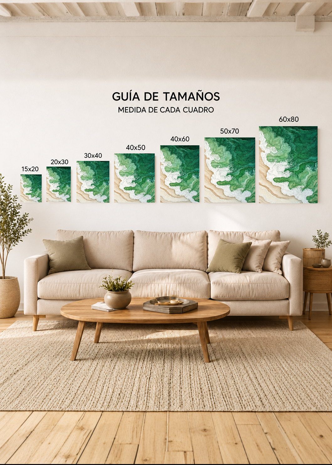 Cuadro Decorativo Mural Sin Marco 5mm - Modernos Arte Fluido Verde Blanco