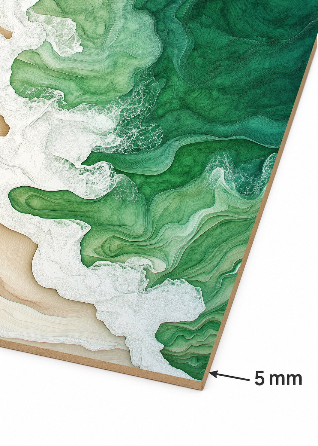 Cuadro Decorativo Mural Sin Marco 5mm - Modernos Arte Fluido Verde Blanco