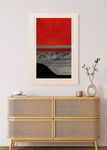 Cuadro Decorativo Mural Sin Marco 5mm - Modernos Bauhaus Rojo Negro Rayas
