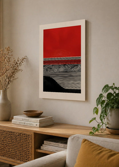 Cuadro Decorativo Mural Sin Marco 5mm - Modernos Bauhaus Rojo Negro Rayas