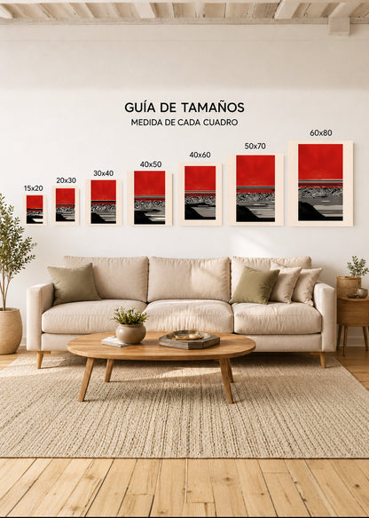 Cuadro Decorativo Mural Sin Marco 5mm - Modernos Bauhaus Rojo Negro Rayas