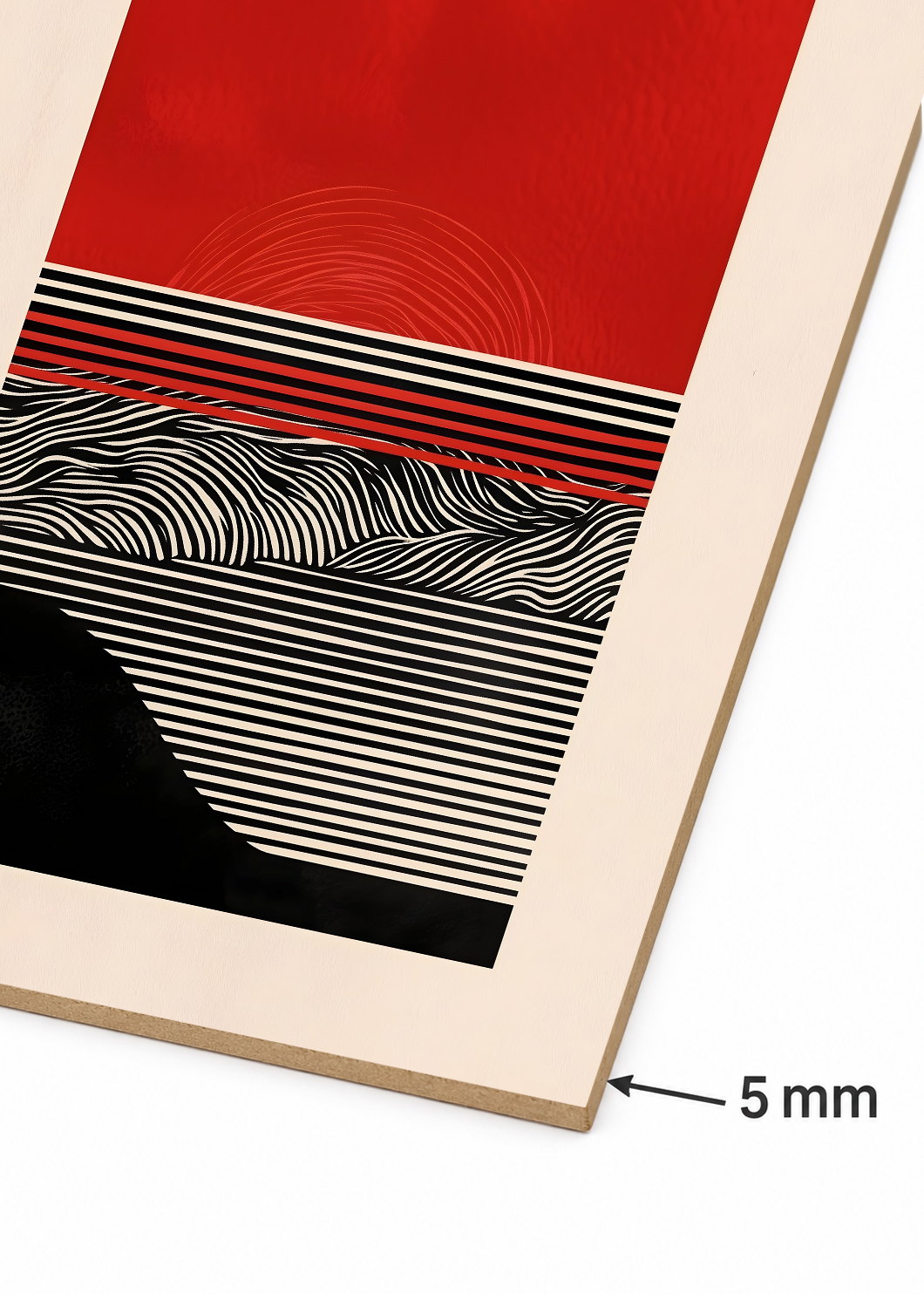 Cuadro Decorativo Mural Sin Marco 5mm - Modernos Bauhaus Rojo Negro Rayas