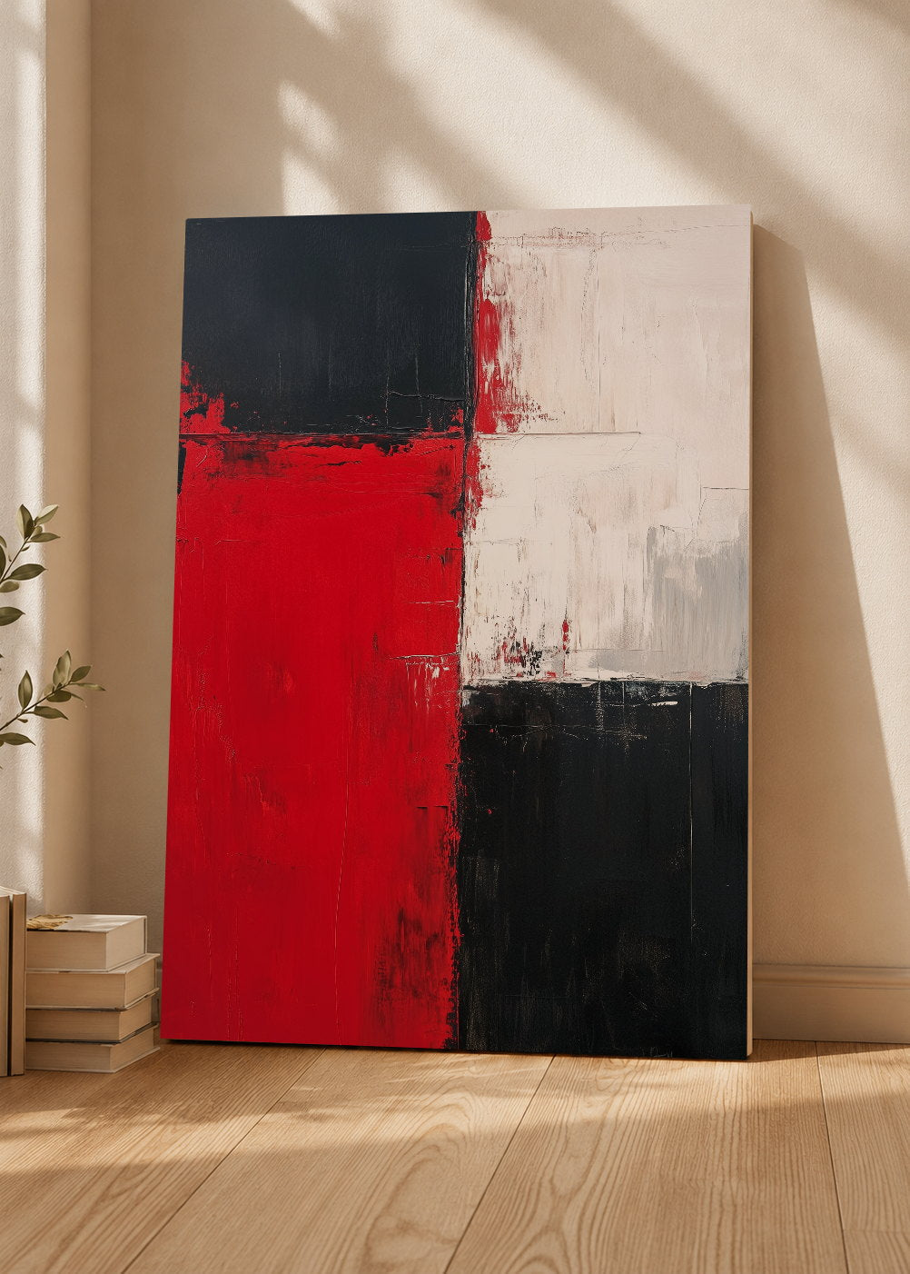 Cuadro Decorativo Mural Sin Marco 5mm - Modernos Bloques Color Rojo Negro