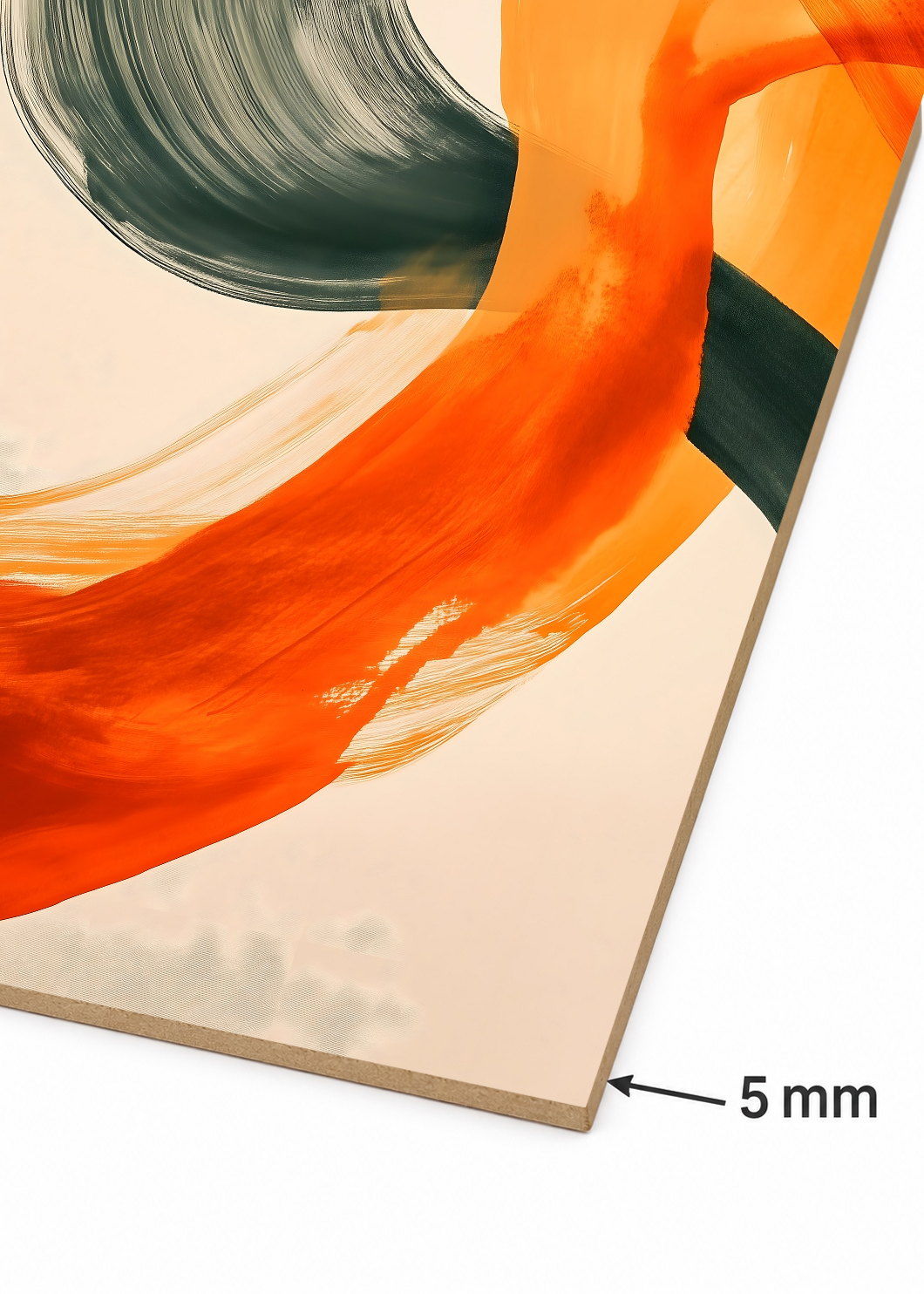 Cuadro Decorativo Mural Sin Marco 5mm - Modernos Curvas Naranja Verde Oscuro