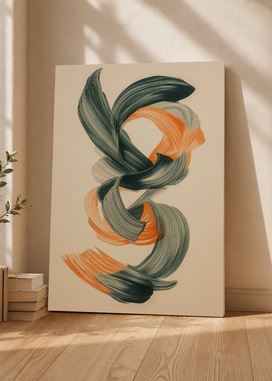 Cuadro Decorativo Mural Sin Marco 5mm - Modernos Espiral Pincel Verde Naranja