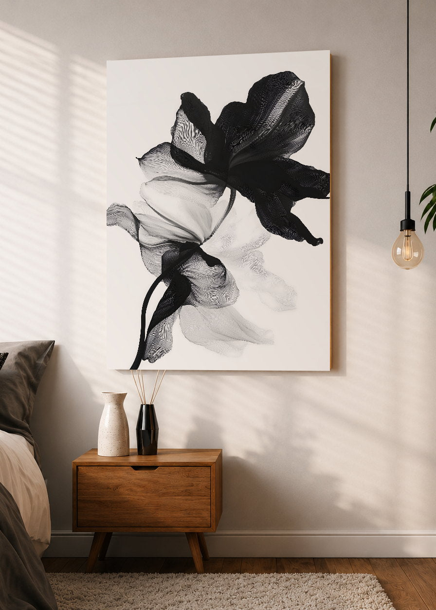 Cuadro Decorativo Mural Sin Marco 5mm - Modernos Flor Transparente Negro