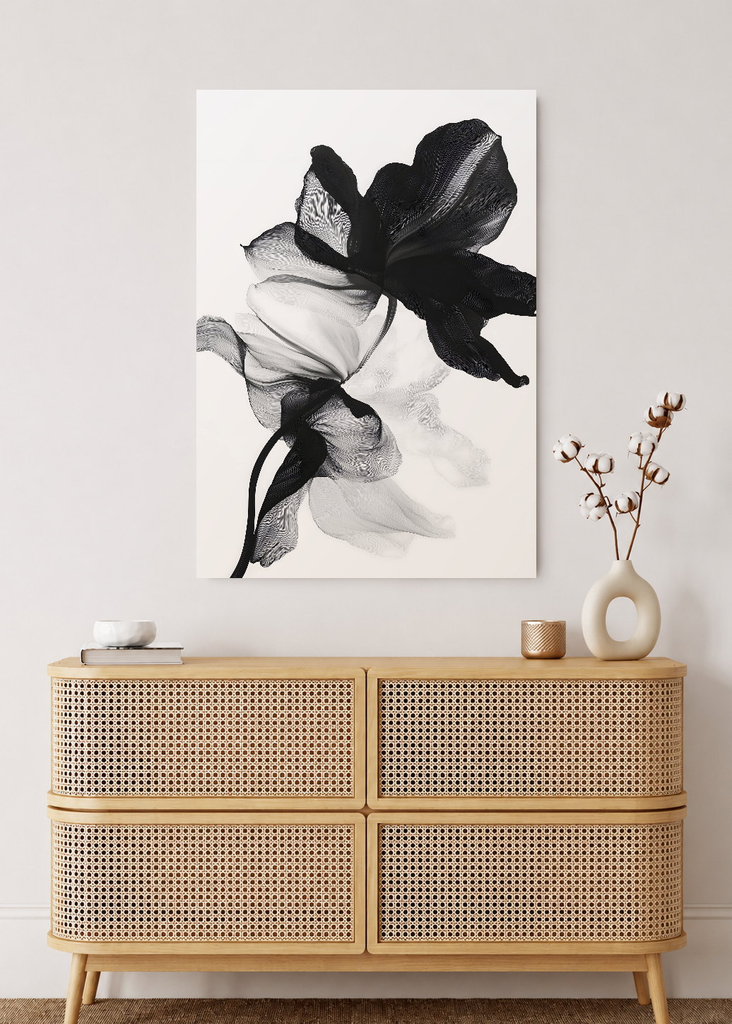 Cuadro Decorativo Mural Sin Marco 5mm - Modernos Flor Transparente Negro