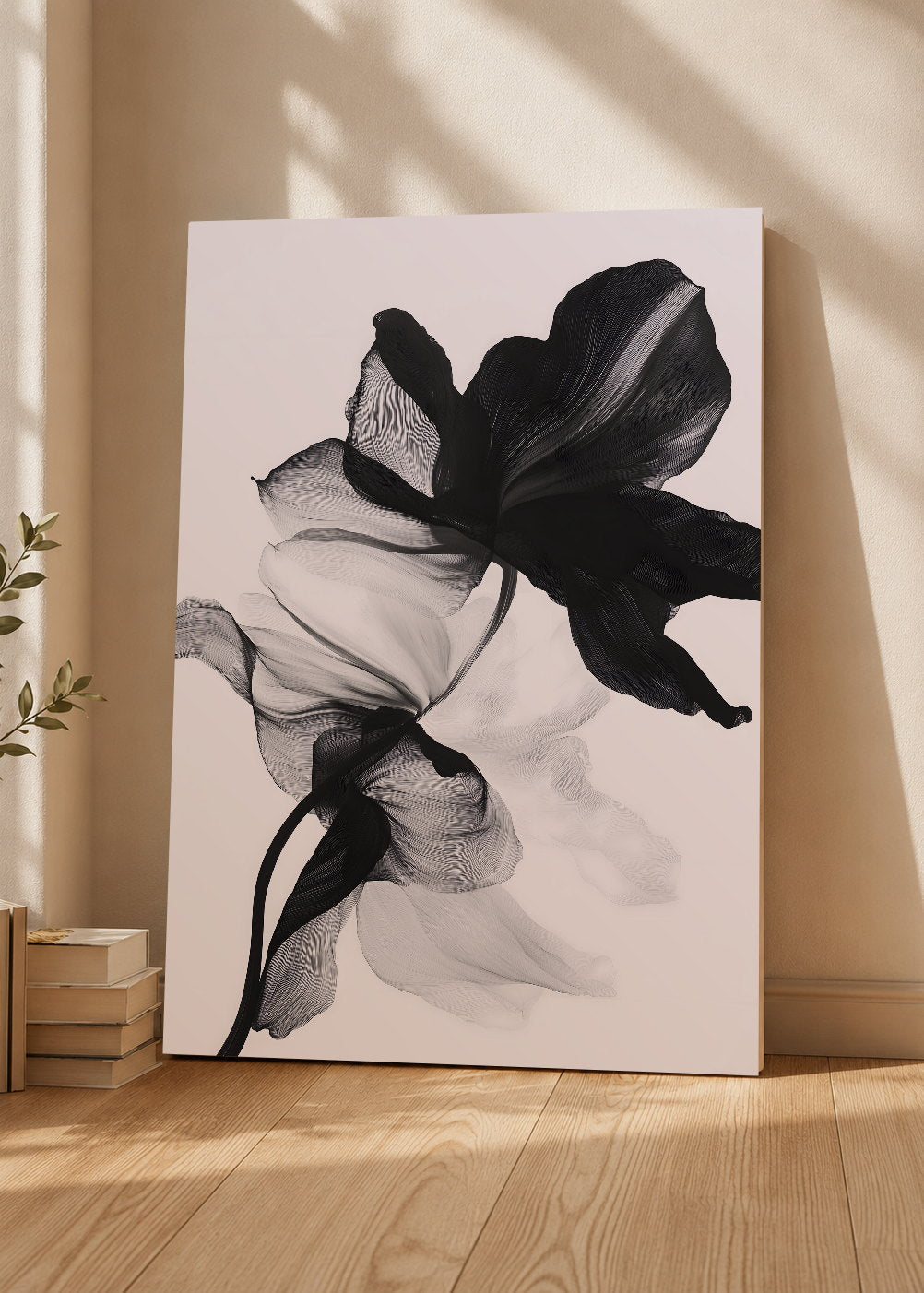Cuadro Decorativo Mural Sin Marco 5mm - Modernos Flor Transparente Negro