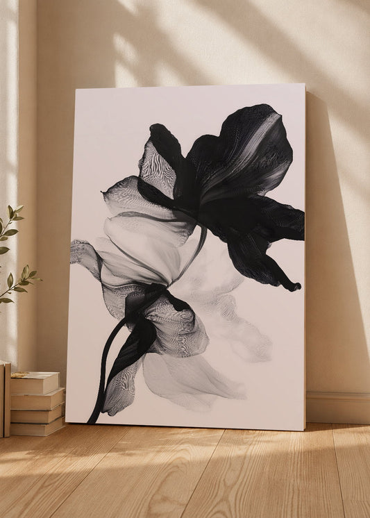 Cuadro Decorativo Mural Sin Marco 5mm - Modernos Flor Transparente Negro