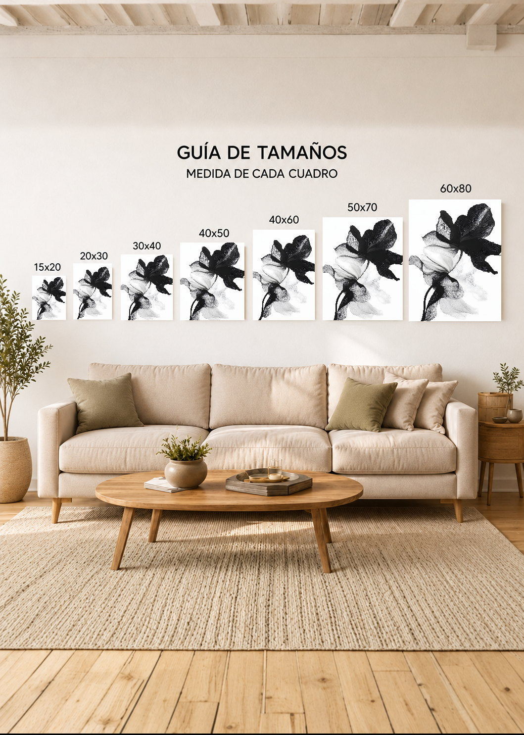 Cuadro Decorativo Mural Sin Marco 5mm - Modernos Flor Transparente Negro