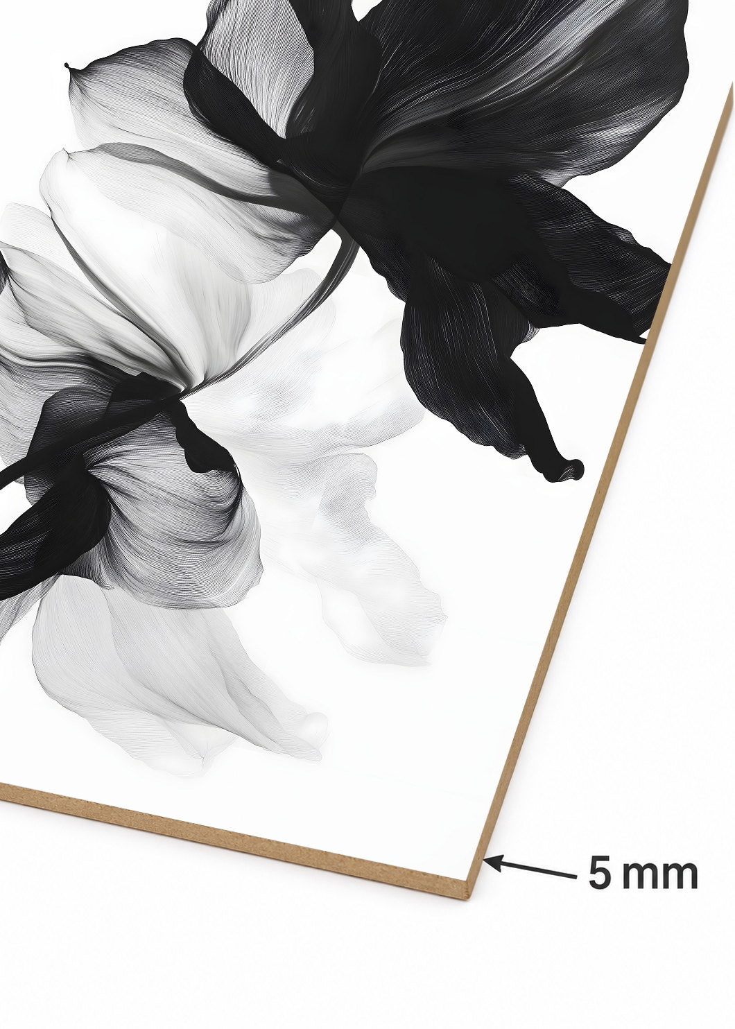 Cuadro Decorativo Mural Sin Marco 5mm - Modernos Flor Transparente Negro