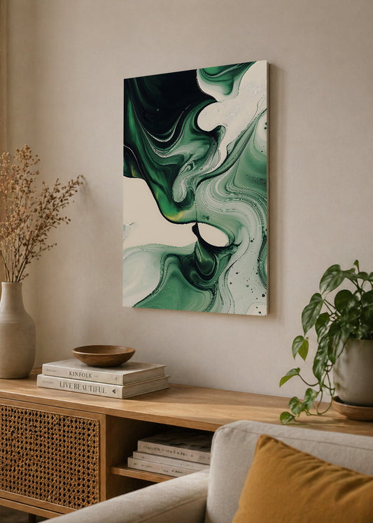 Cuadro Decorativo Mural Sin Marco 5mm - Modernos Fluido Marmol Verde Esmeralda