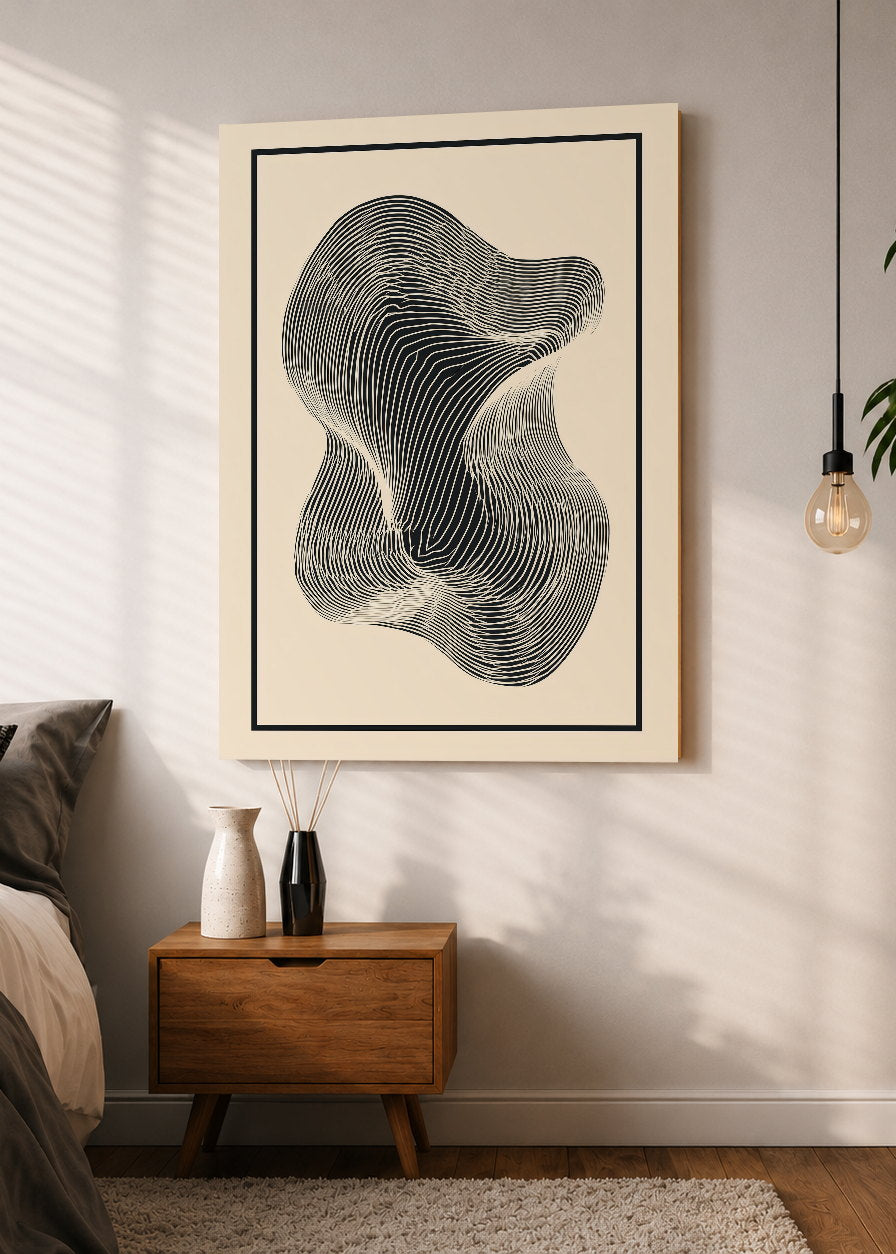 Cuadro Decorativo Mural Sin Marco 5mm - Modernos Forma Abstracta Lineas Crema