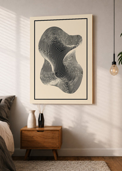 Cuadro Decorativo Mural Sin Marco 5mm - Modernos Forma Abstracta Lineas Crema