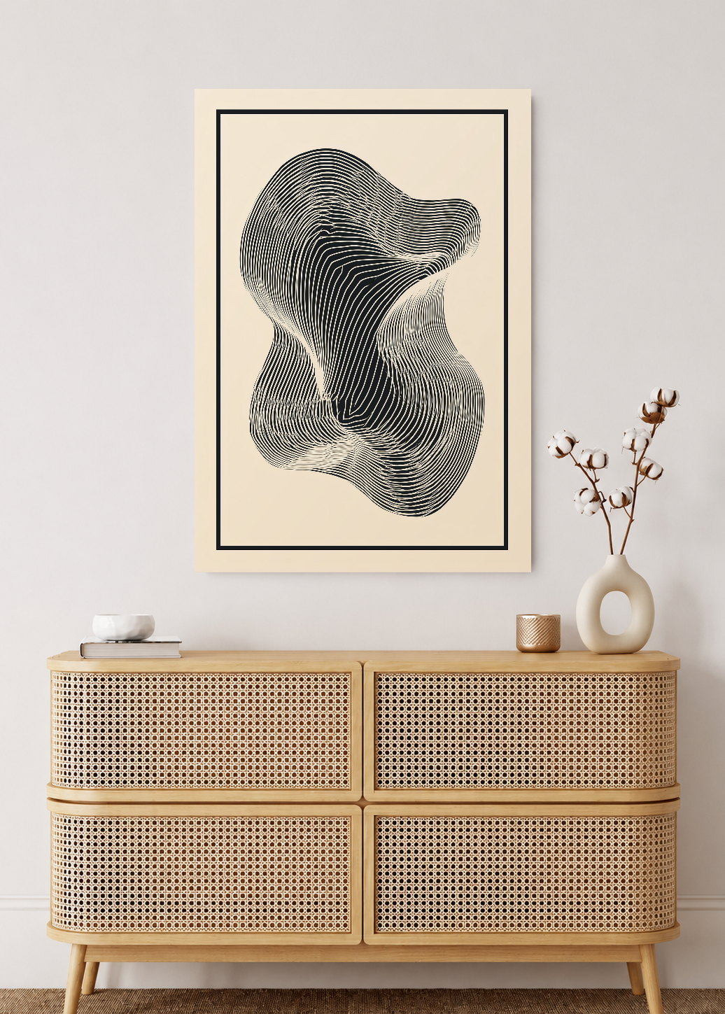 Cuadro Decorativo Mural Sin Marco 5mm - Modernos Forma Abstracta Lineas Crema