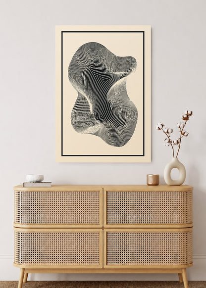 Cuadro Decorativo Mural Sin Marco 5mm - Modernos Forma Abstracta Lineas Crema