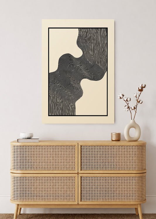 Cuadro Decorativo Mural Sin Marco 5mm - Modernos Forma Ondulada Lineas Oliva