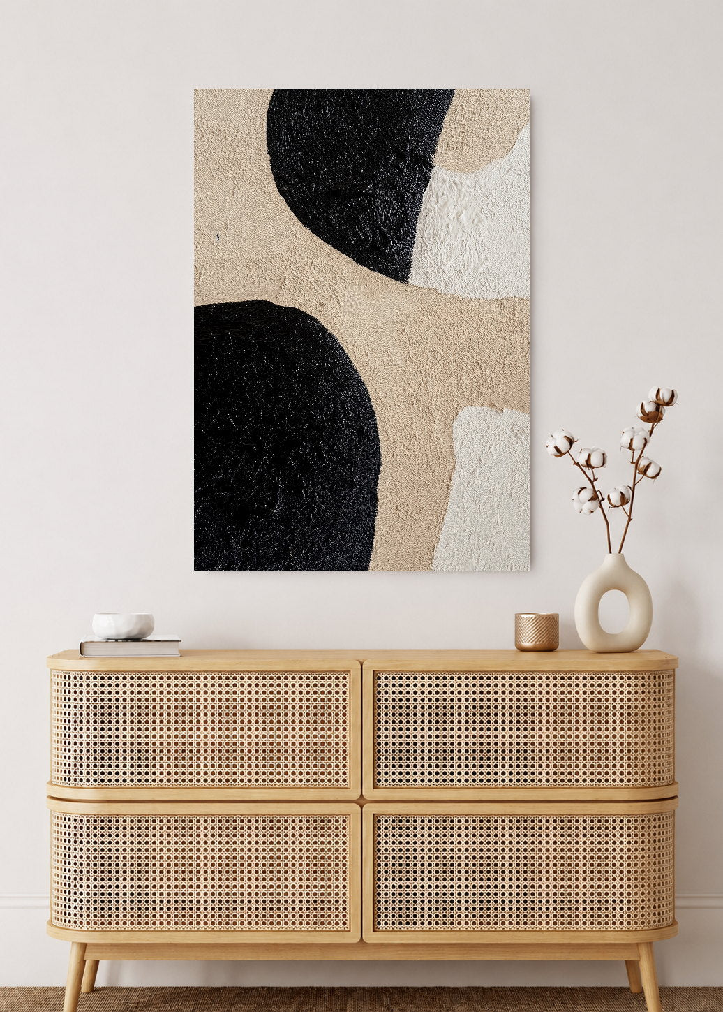 Cuadro Decorativo Mural Sin Marco 5mm - Modernos Formas Organicas Negro Beige