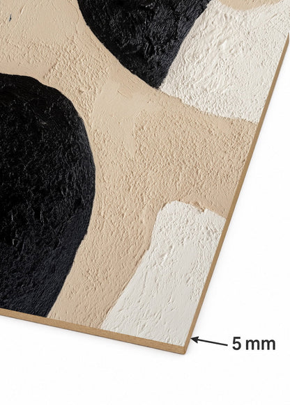 Cuadro Decorativo Mural Sin Marco 5mm - Modernos Formas Organicas Negro Beige