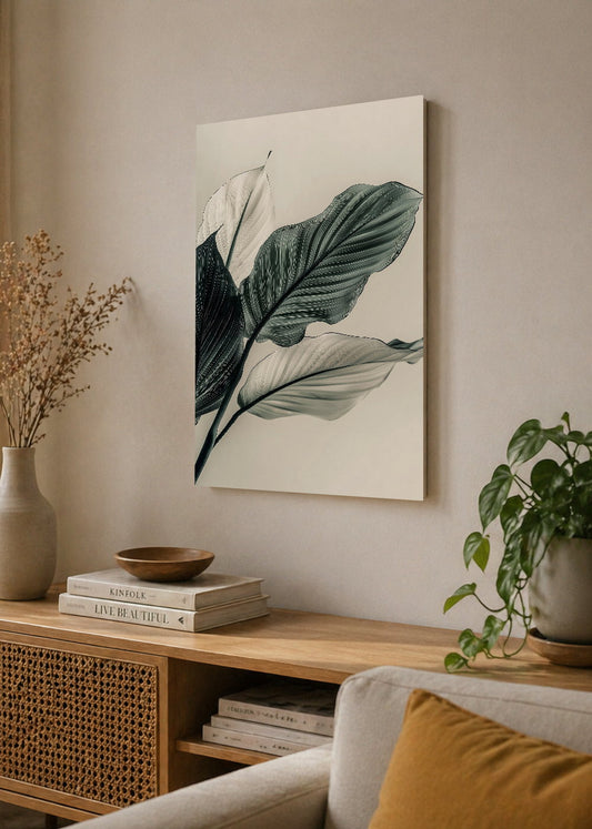 Cuadro Decorativo Mural Sin Marco 5mm - Modernos Hojas Botanico Verde Oscuro