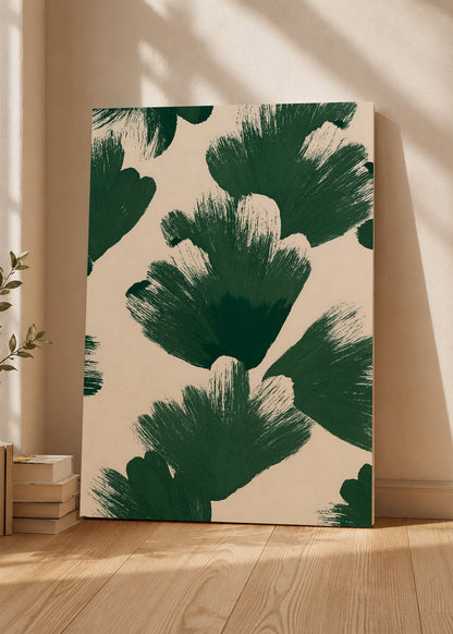 Cuadro Decorativo Mural Sin Marco 5mm - Modernos Hojas Pinceladas Verde Crema
