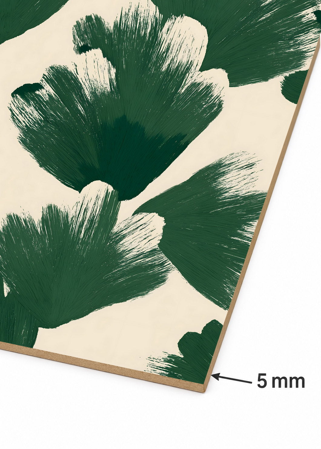 Cuadro Decorativo Mural Sin Marco 5mm - Modernos Hojas Pinceladas Verde Crema