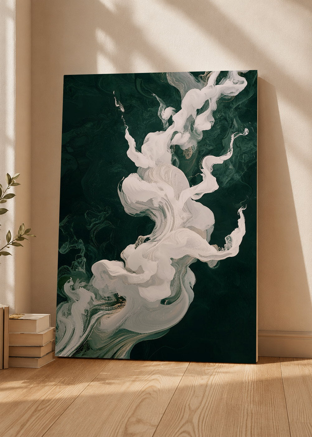 Cuadro Decorativo Mural Sin Marco 5mm - Modernos Humo Blanco Fondo Verde