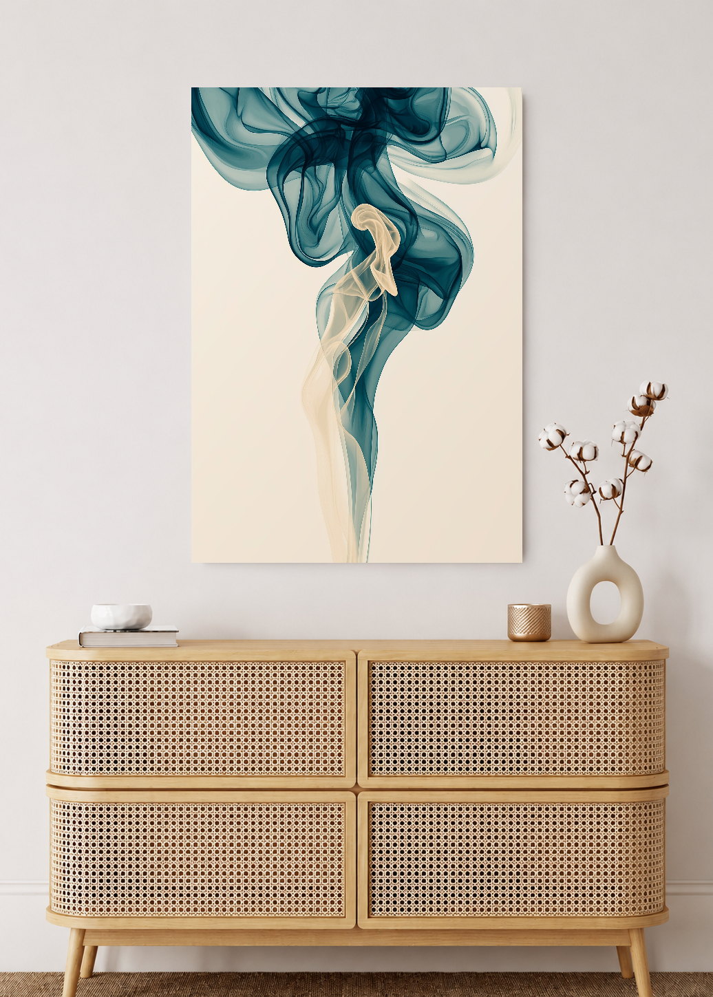 Cuadro Decorativo Mural Sin Marco 5mm - Modernos Humo Seda Verde Petroleo