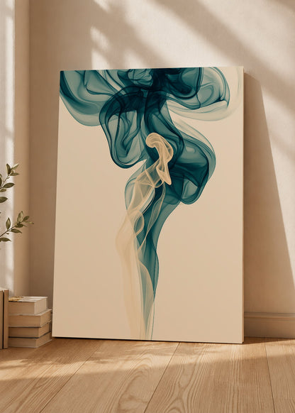 Cuadro Decorativo Mural Sin Marco 5mm - Modernos Humo Seda Verde Petroleo