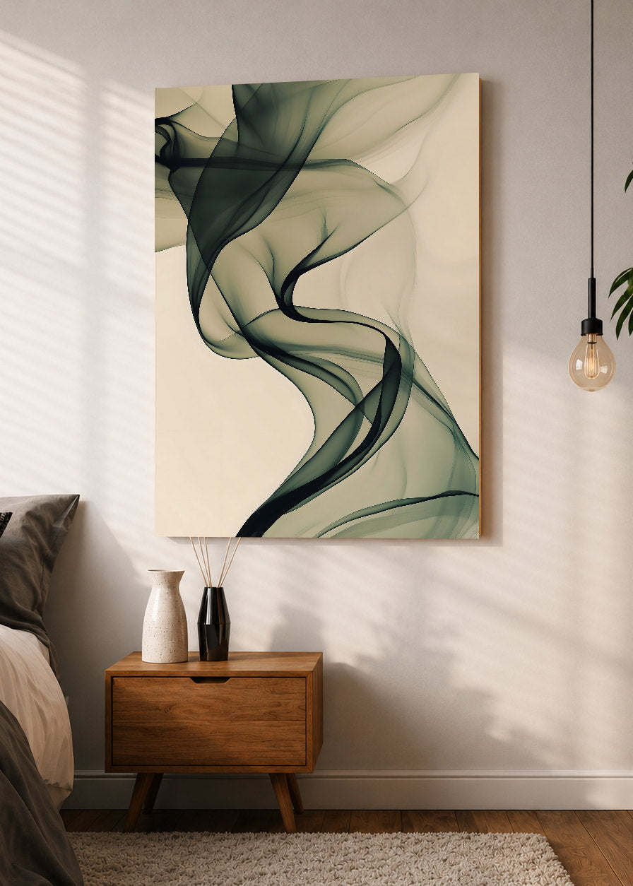 Cuadro Decorativo Mural Sin Marco 5mm - Modernos Humo Verde Oscuro Crema