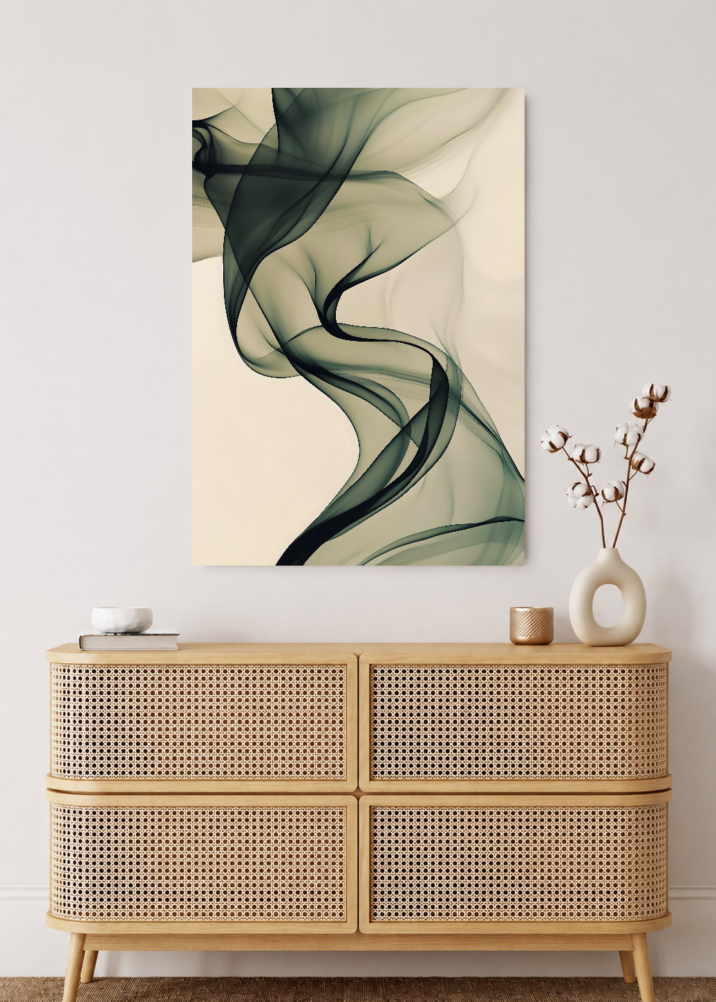 Cuadro Decorativo Mural Sin Marco 5mm - Modernos Humo Verde Oscuro Crema