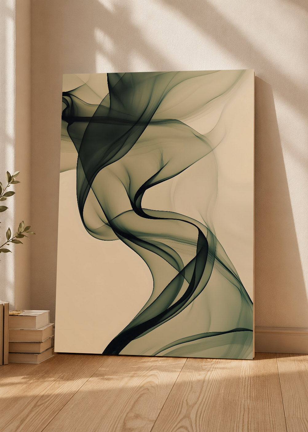 Cuadro Decorativo Mural Sin Marco 5mm - Modernos Humo Verde Oscuro Crema