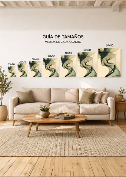 Cuadro Decorativo Mural Sin Marco 5mm - Modernos Humo Verde Oscuro Crema