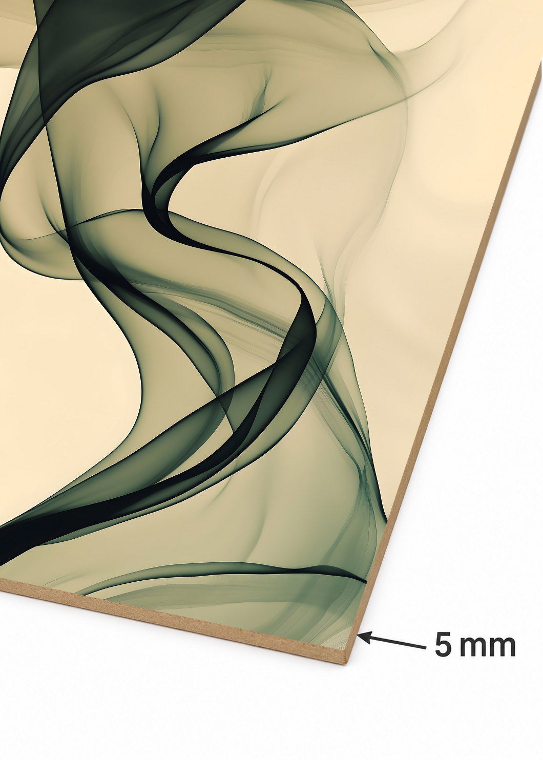Cuadro Decorativo Mural Sin Marco 5mm - Modernos Humo Verde Oscuro Crema