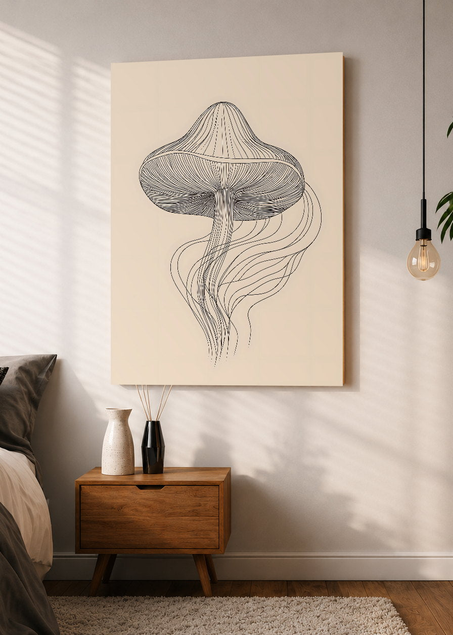 Cuadro Decorativo Mural Sin Marco 5mm - Modernos Medusa Lineas Crema