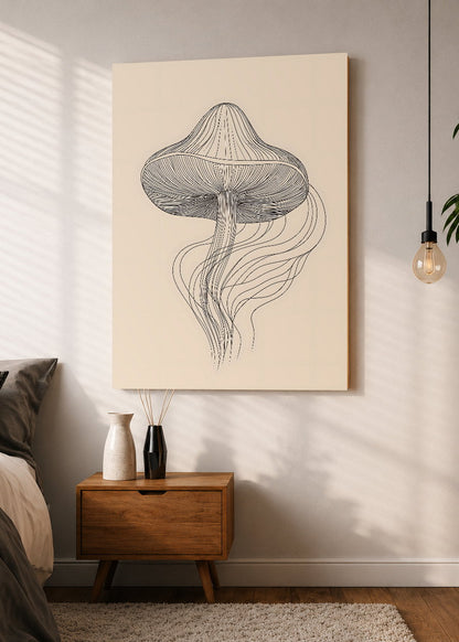 Cuadro Decorativo Mural Sin Marco 5mm - Modernos Medusa Lineas Crema