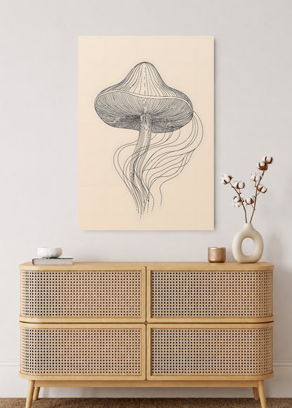 Cuadro Decorativo Mural Sin Marco 5mm - Modernos Medusa Lineas Crema