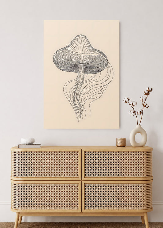 Cuadro Decorativo Mural Sin Marco 5mm - Modernos Medusa Lineas Crema