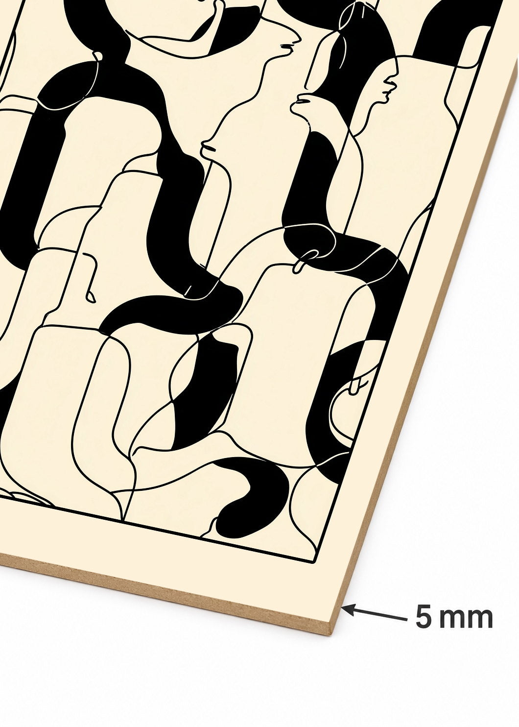 Cuadro Decorativo Mural Sin Marco 5mm - Modernos Patron Lineas Negro Crema