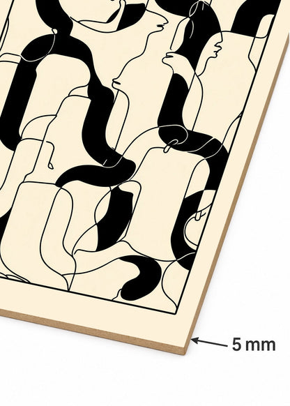 Cuadro Decorativo Mural Sin Marco 5mm - Modernos Patron Lineas Negro Crema