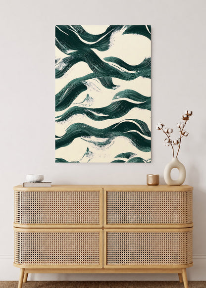 Cuadro Decorativo Mural Sin Marco 5mm - Modernos Patron Olas Verde Oscuro