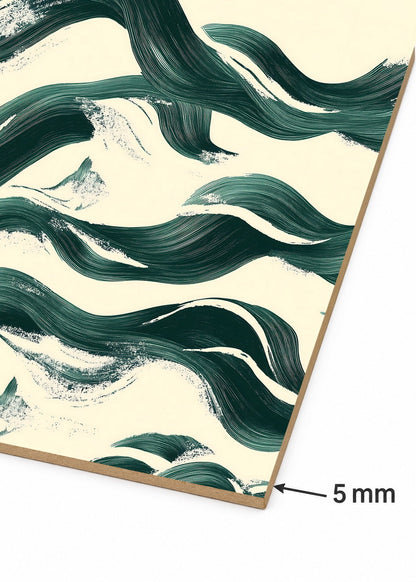 Cuadro Decorativo Mural Sin Marco 5mm - Modernos Patron Olas Verde Oscuro