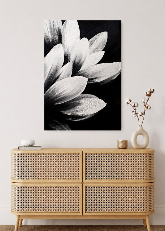 Cuadro Decorativo Mural Sin Marco 5mm - Modernos Petalos Blanco Negro